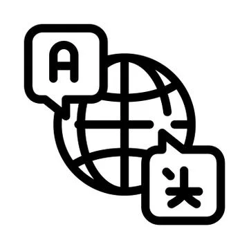 World International Language Icon Thin Line Vector Stock Illustration