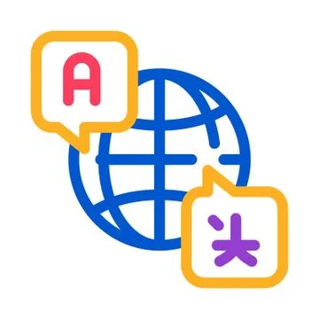 World International Language Icon Thin Line Vector Stock Illustration