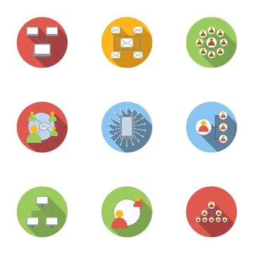 World internet icons set, flat style Stock Illustration
