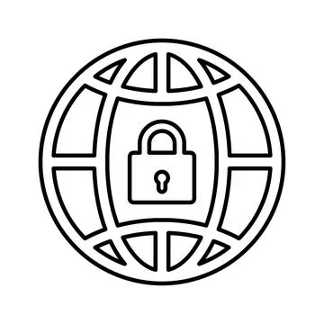 World Internet, protection, security line icon. Stock Illustration