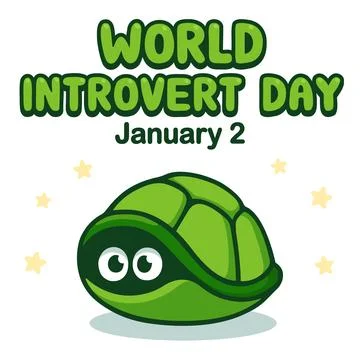 World Introvert Day turtle in shell Stock Illustration