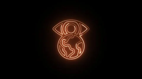 World Isolated on Black Background Neon Global Planet Animation Stock Footage 328107574