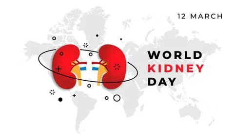 World Kidney Day vector banner on a blue background Stock Illustration