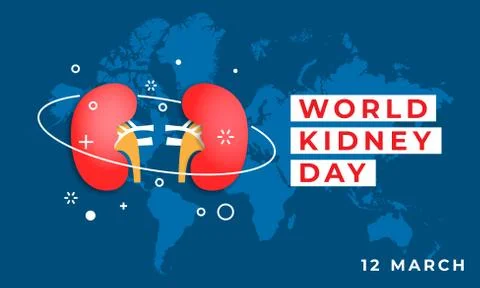 World Kidney Day vector banner on a blue background Illustrazione stock