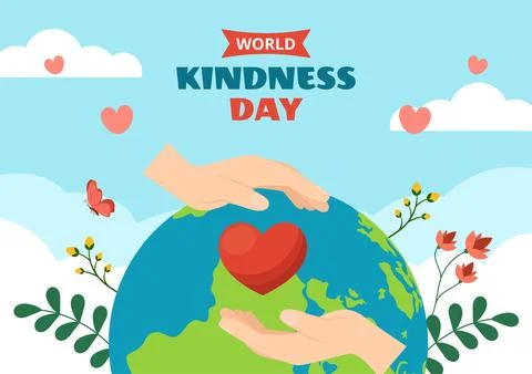 World Kindness Day Label Flat Cartoon Hand Drawn Templates Background Illus.. Stock Illustration