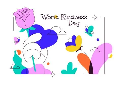 World Kindness Day Vector Illustration Featuring Caring Hands, Heart Symbol.. Stock Illustration