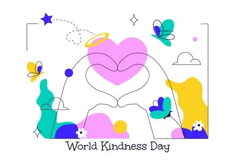 World Kindness Day Vector Illustration Featuring Caring Hands, Heart Symbol.. Stock Illustration