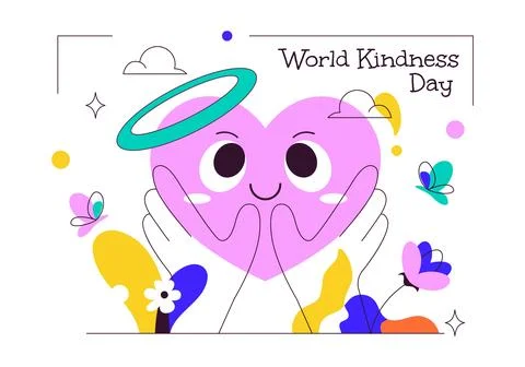 World Kindness Day Vector Illustration Featuring Caring Hands, Heart Symbol.. Stock Illustration