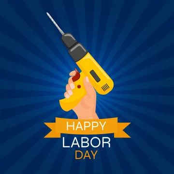 World labor day vector design illustration. Banner on dark blue retro background Stock Illustration