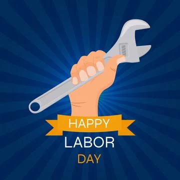 World Labor Day vector illustration. Banner on dark blue retro background. Hand Stock Illustration