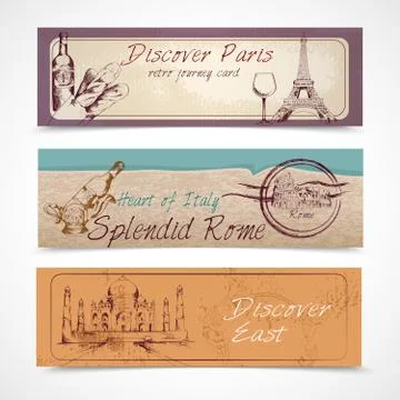 World landmark banners Stock Illustration