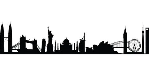 World landmark group in black イラスト素材