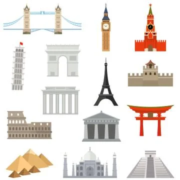 World Landmark Icon Set Stock Illustration