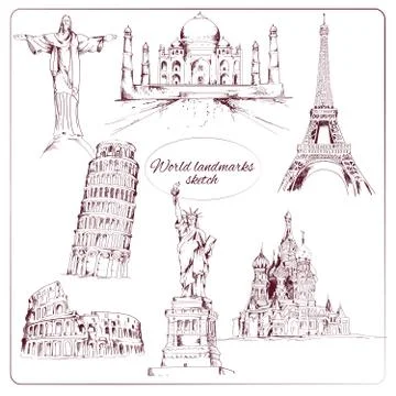 World landmark sketch Stock Illustration