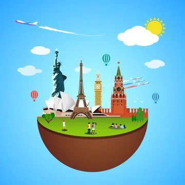 World landmarks concept. Vector illustration for travel design Stock Illustration