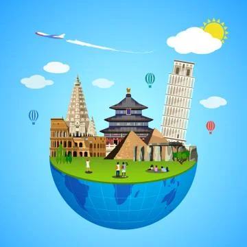 World landmarks concept. Vector illustration for travel design Stock Illustration