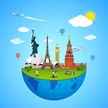 World landmarks concept. Vector illustration for travel design Illustrazione stock
