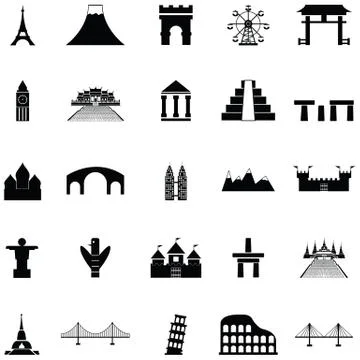 World landmarks icon set Stock Illustration