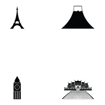 World landmarks icon set Stockillustratie