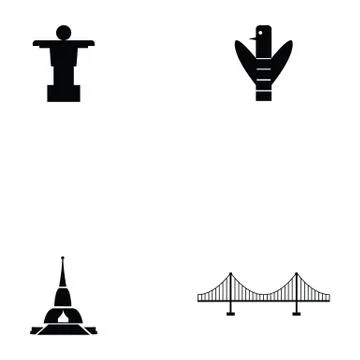 World landmarks icon set Stock Illustration
