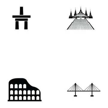 World landmarks icon set 스톡 일러스트