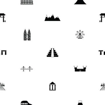 World landmarks seamless pattern background icon. Stock Illustration