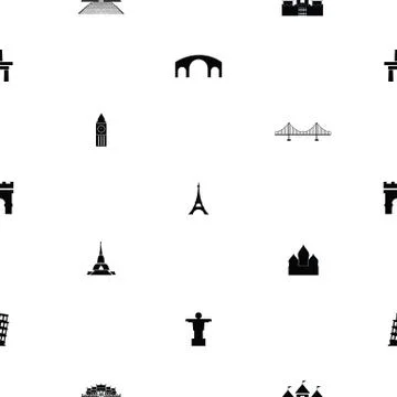 World landmarks seamless pattern background icon. Stock Illustration