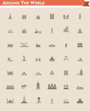 World landmarks set Stock Illustration