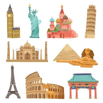 World Landmarks Set Illustrazione stock