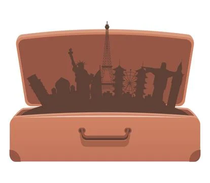 World landmarks in suitcase Illustration