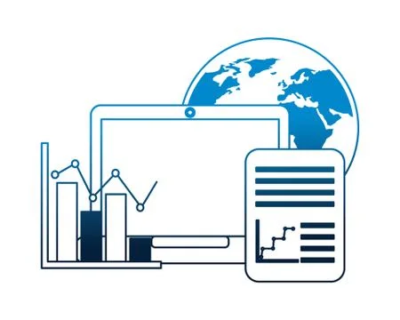 World laptop document data report business Stock Illustration