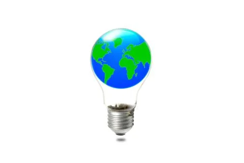 World in light bulb on white background Stock Photos