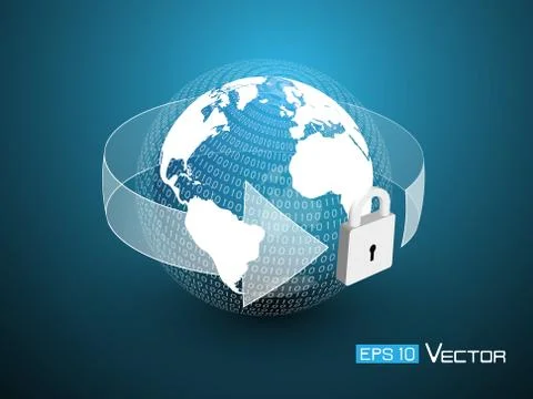 World lock security with binary code Stock Illustration