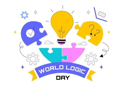 World Logic Day Vector Illustration Featuring Creative Thinking, Analytical.. Illustrazione stock