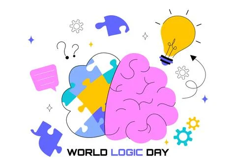 World Logic Day Vector Illustration Featuring Creative Thinking, Analytical.. Illustrazione stock