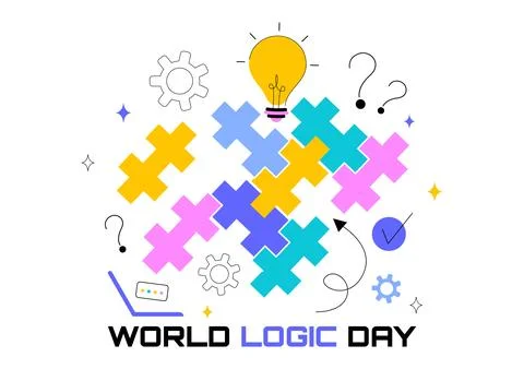 World Logic Day Vector Illustration Featuring Creative Thinking, Analytical.. Stock Illustration