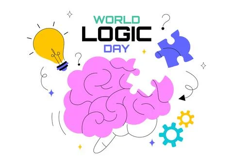 World Logic Day Vector Illustration Featuring Creative Thinking, Analytical.. Illustrazione stock