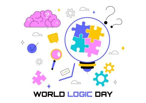 World Logic Day Vector Illustration Featuring Creative Thinking, Analytical.. Illustrazione stock