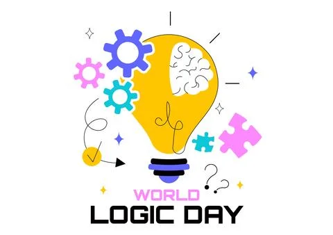World Logic Day Vector Illustration Featuring Creative Thinking, Analytical.. Illustrazione stock
