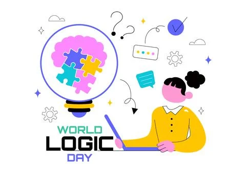 World Logic Day Vector Illustration Featuring Creative Thinking, Analytical.. Illustrazione stock
