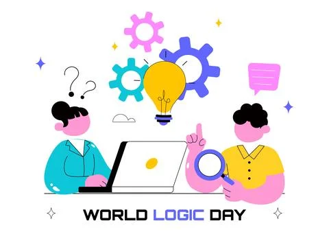 World Logic Day Vector Illustration Featuring Creative Thinking, Analytical.. Illustrazione stock