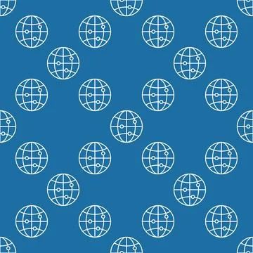 World Logistics vector Earth Globe seamless pattern in thin line style Illustrazione stock