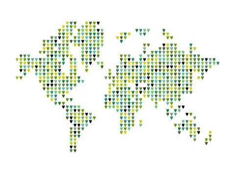 World of love, map shape, made from hearts Stock Illustration