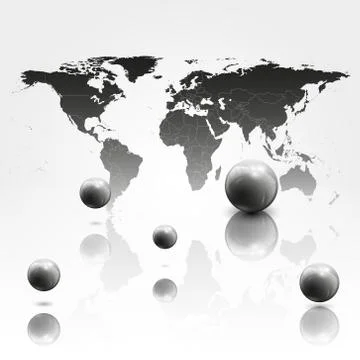 World mab background with 3D spheres vector illustration イラスト素材