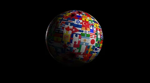 World made of flags, Rotating, seamless loop. Stock Footage 33445258
