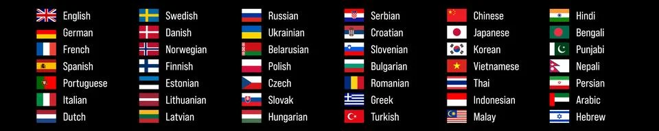 World main languages flags Stock Illustration