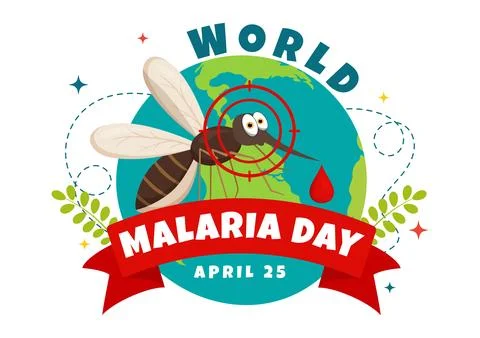 World Malaria Day Vector Illustration on April 25 with Earth Protected from.. イラスト素材