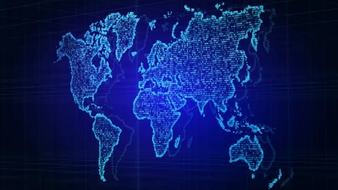 World Map 3D. Blue Digitally map of the world. Seamless Loop Animation Stock Footage 124679401