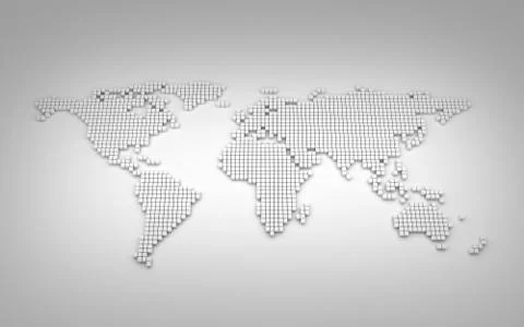 World map in 3d cube (done in 3d) Ilustración de archivo