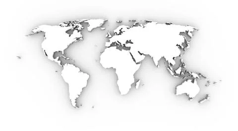 World map 3D in white Stock-Illustration